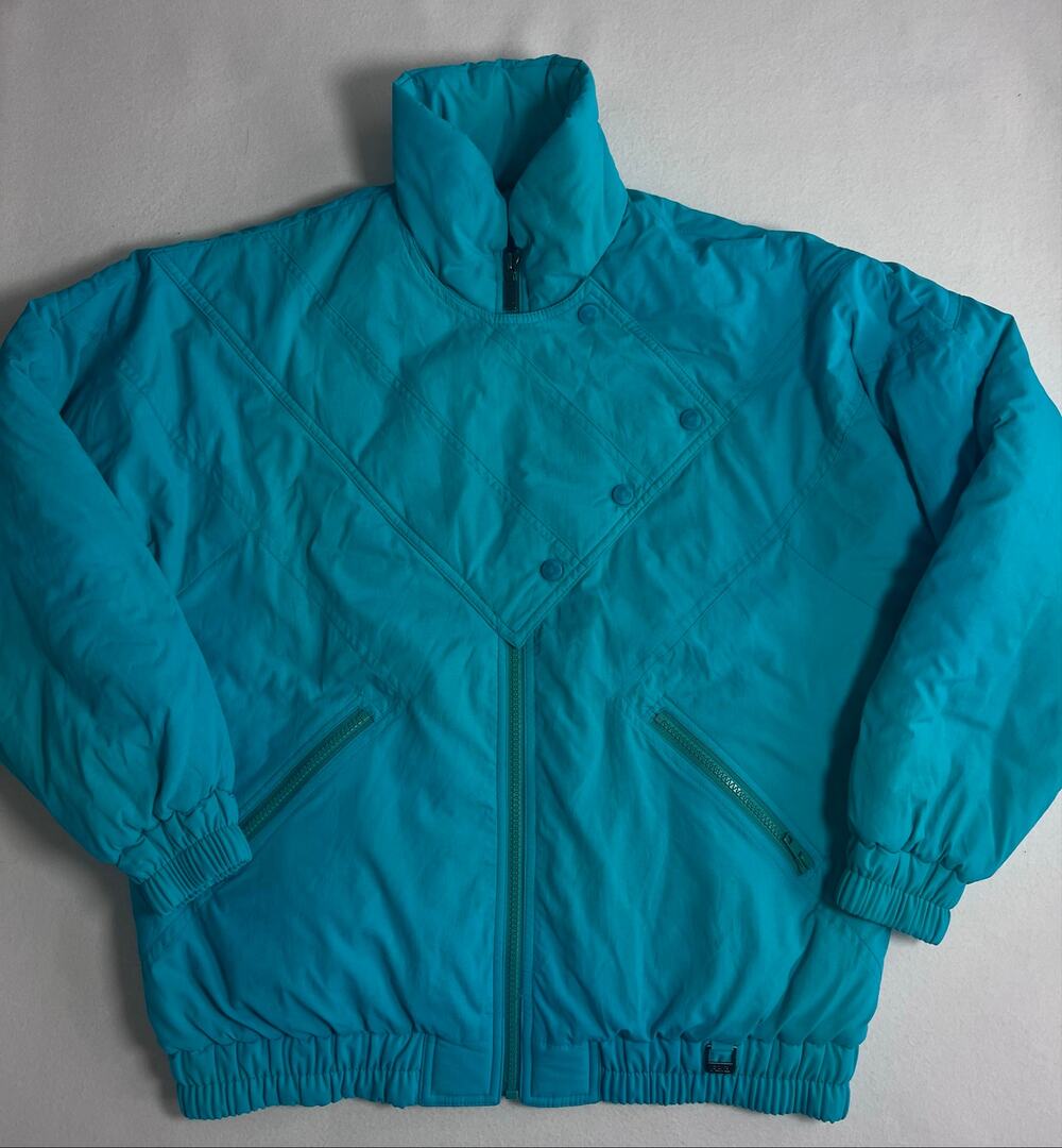 Vintage Fera Women's 8 Teal Blue Puffer Ski Jacket 80s 90s Retro Winter Coat